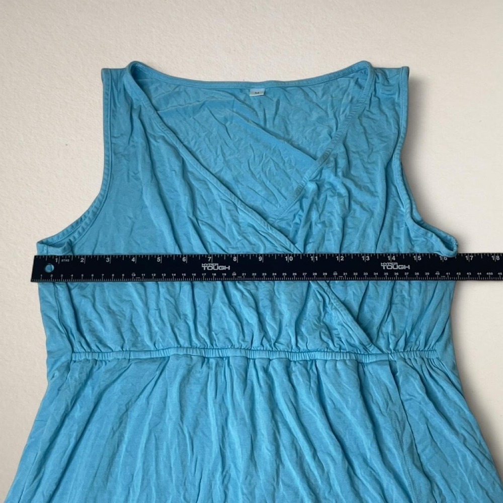 Sky Blue Faux Wrap Summer Sundress knee length size M - Picture 6 of 6
